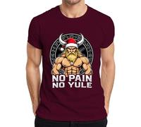 No Pain No Yule Viking Muscular Santa Fitness Retro Men's T-Shirt, burgundy, S