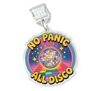 No Panic All Disco Charms for Kindle for Phone, Dust Plug Charm 1.5 Inches Funny Mental Health, Disco Ball, Positivity, Party Lightning/Type C Charging Port Acrylic Material Accessories for E-Reader