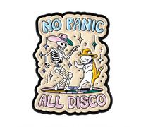 No Panic All Disco Enamel Pin Badge - Funny Dancing Skeleton and Cat Lapel Pin - Retro Disco Badge for Jackets, Backpacks, Bags and Hats - Novelty Gift, 3 cm