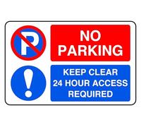 No Parking 24 Hour Access Required At All Times - safety sign- 3mm Aluminum Dibond for indoor/outdoor usage (300mm x 200mm) 7m Viewing Distance.