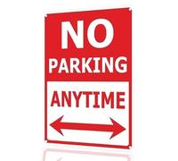 No Parking Anytime Sign with Arrows, Aluminum Sign, 8 x 12 inches, Red and White