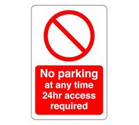 No parking at any time 24hr access required - safety sign - High tack self-adhesive sticker (150mm x 100mm) Viewing Distance within 3m.