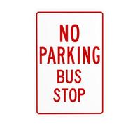 No Parking Bus Stop Board Metal Warning Sign with Easy Install for Indoor Outdoor Security, Business Office Home Garden Street Decor 20 x 30 cm