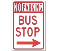 No Parking Bus Stop Tin Signs School Bus Around Parking With Border Weatherproof Street Indoor Outdoor