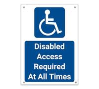 No Parking, Disabled access required Warning Sign. Tough, Durable and Rust Proof Weatherproof PVC Disabled Parking Sign No. 019 (Royal Blue, A3 (297mm x 420mm) - Holes)