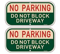 No Parking Do Not Block Driveway Sign 12 x 6 Inches Do Not Block Active Driveway Sign Metal Reflective Rust Aluminum Weatherproof Fade Resistant UV Protected Easy Mounting Indoor Outdoor Use 2 Pack