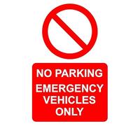 No parking emergency vehicles only safety sign - Self adhesive sticker (400mm x 300mm)