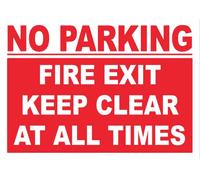 No Parking Fire Exit Keep Clear All Times Sign Self Adhesive Gloss Decal Sticker A4 297mm x 210mm V8