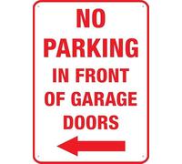 No Parking In Front Of Garage Doors Left Arrow Sign 8"X12" Rust Free Aluminum Signs Outdoor, Metal Tin Sign For Home, Business, Yard