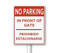 No Parking in Front of Gate Notice Spanish Outdoor Sign for Yard Neighboor Road Stree Sturdy Aluminum Waterproof Rust Free 20x30 CM With Stake