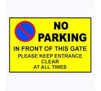 No parking in front of this gate please keep this entrance clear at all times - 3mm Aluminium sign (300mm x 200mm) (1)