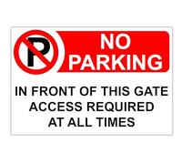 No Parking Infront Of The Gate Correx Sign Board - 300mm x 200mm x 4mm - Printed and Laminated Durable Corrugared Sign for Outdoor and Indoor Use - Ideal for Driveway, Commercial Properties,