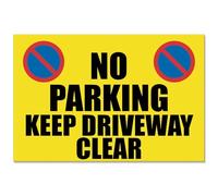 No Parking Keep Driveway Clear Metal Sign | 20x15cm | High-Visibility Yellow | Vintage Retro Wall Plaque - Weatherproof Aluminium Outdoor Garden, Gate & Garage Warning Notice - Gift UK