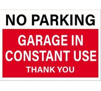 No Parking Metal Sign - Garage in Constant use Private Driveway Clamping (A4 (200x280mm) Approx)