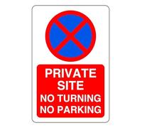 No Parking No Turning Private Parking - safety sign - 3mm Aluminum Dibond for indoor/outdoor usage (400mm x 300mm) 14m Viewing Distance.