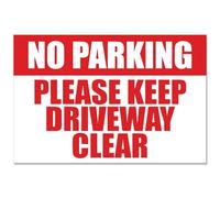 No Parking Please Keep Driveway Clear | Metal Sign 20x15cm | Red & White Vintage Retro Wall Plaque Weatherproof Aluminium Outdoor Garden, Garage & Gate Warning Notice - Gift UK 30th 40th 50th birthday
