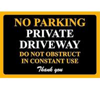 No parking private driveway do not obstruct safety sign - Self adhesive sticker (300mm x 200mm)