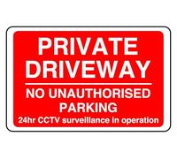 No Parking Private Driveway No Unauthorised Parking - safety sign - 1.2mm Rigid plastic for indoor/outdoor usage (600mm x 400mm) Viewing Distance within 20m.