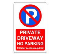 No Parking Private Driveway - safety sign - High tack self-adhesive sticker (600mm x 400mm) Viewing Distance within 20m.
