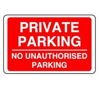 No Parking Private Parking No Unauthorised Parking - safety sign - 1.2mm Rigid plastic for indoor/outdoor usage (600mm x 400mm) Viewing Distance within 20m.
