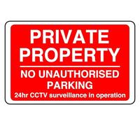 No Parking Private Property No Unauthorised Parking - safety sign - 1.2mm Rigid plastic for indoor/outdoor usage (600mm x 400mm) Viewing Distance within 20m.