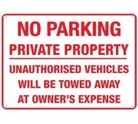 No Parking Private Property Sign 12”X8” Metal Signs Aluminum Sign Pre-Drilled Holes For Easy Mounting Indoor Or Outdoor Use For Fence Door Or Gate
