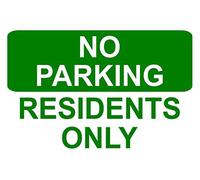 No Parking Residents Only Aluminium Composite Sign 200mm x 135mm Green/White.