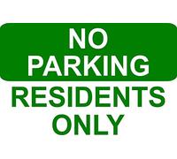 No Parking Residents Only Correx Safety Sign 200mm x 135mm Green / White.