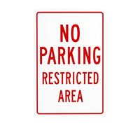 No Parking Restricted Area Metal Warning Signs, Cautions Security Tin Sign, Safety Posted Signs for Street Business Wall Decor 8x12 Inch