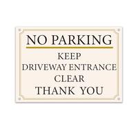 No Parking Sign - Keep Driveway Entrance Clear - Rust-Proof Weatherproof PVC, Outdoor Warning Sign, Multiple Sizes & Mounting Options - No. 016 (Champagne & Gold, A6 (105mm x 148mm) - Holes)