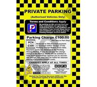 No Parking Sign Private Parking Sign Car Park Enforcement No Wheel Clamp Tin (Aluminium A4 (200x280mm) Approx)