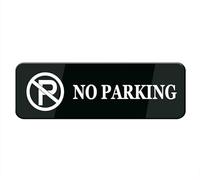 No Parking Sign Stickers, 10X3 Inch Acrylic Plaque With Strong Adhesives For Door Office Business Outdoor, White Letters On Black Background