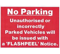 No Parking Sign with Hard to remove and easy to remove warning Stickers (5 each)