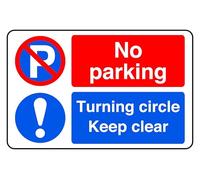 No parking turning circle keep clear - safety sign - 1.2mm Rigid plastic for indoor/outdoor usage (600mm x 400mm) Viewing Distance within 20m.
