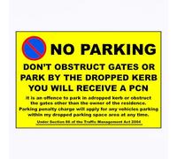 No Parking Warning Sign, Aluminium, 30 x 20 cm, Yellow and Black, Dropped Kerb Notice (Yellow & Black, 400MM X 300MM)