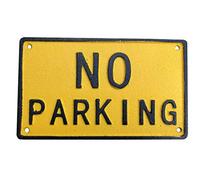 NO PARKING Yellow & Black Cast Iron Sign Notice Plaque (195mm*115mm) (cast iron)