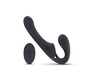 No-Parts - Avery Strapless Strap-On Vibrating Dildo - with Wireless Remote Control - 22 cm/ 8.5" Black