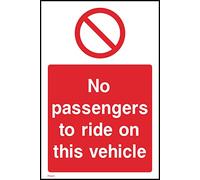 No Passengers To Ride On This Vehicle Sign - 150mm x 200mm - Self Adhesive Sticker (PG43)