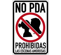No PDA 12" x 8" Funny Tin Sign Bilingual Humor Decor Public Display Of Affection Prohibited Home Office Restaurant Bar Decor
