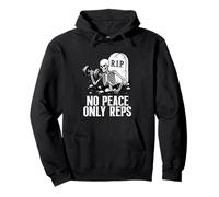 No Peace Only Reps Lifting Skeleton Muscle Fitness Workout Pullover Hoodie