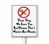 No Peeing Dog Sign, Dear Dog We Love You But Please Dont Water Our Plants Sign, Keep Off Grass Yard Decor With Stake, 20x30 CM Sturdy Aluminum Weatherproof Rust Free Easy Install
