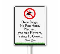 No Peeing Dog Sign, We Are Flowers Trying to Grow Sign, Funny And Polite No Dogs Peeing Yard Decor With Stake, 12x15 CM Sturdy Aluminum Weatherproof Rust Free Easy Install
