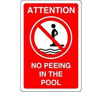 No peeing in the pool - no sailing, deep water, slippery - 1.2mm Rigid plastic for indoor/outdoor usage (300mm x 200mm) Viewing Distance within 7m.