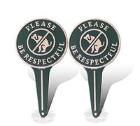 No Peeing/Pooping Be Respectful Dog Sign,Stop Dogs from Pooping and Peeing On Your Lawn, Politely Reads Please Be Respectful-Metal Reflective Yard Sign Protect Your Grass & Property (No Poo) (2Pack)