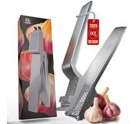 No Peeling Required, 100% Stainless Steel Garlic Press - Odor-free Cleaning, Rust Proof, Detachable Handle, Fine Mincer, 5 years Guarantee, Dishwasher safe garlic crusher tool, Moledor de ajo