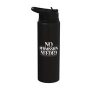 No Permission Needed Entrepreneur Mindset Typography Stainless Steel Insulated Water Bottle