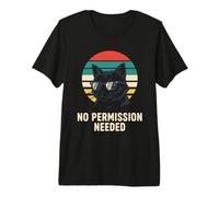 No Permission Needed Retro Sunglasses Cat Sunset Premium T-Shirt