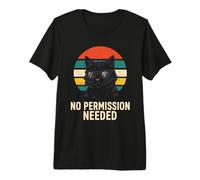 No Permission Needed Retro Sunglasses Cat Sunset Premium T-Shirt