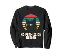 No Permission Needed Retro Sunglasses Cat Sunset Sweatshirt