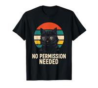 No Permission Needed Retro Sunglasses Cat Sunset T-Shirt